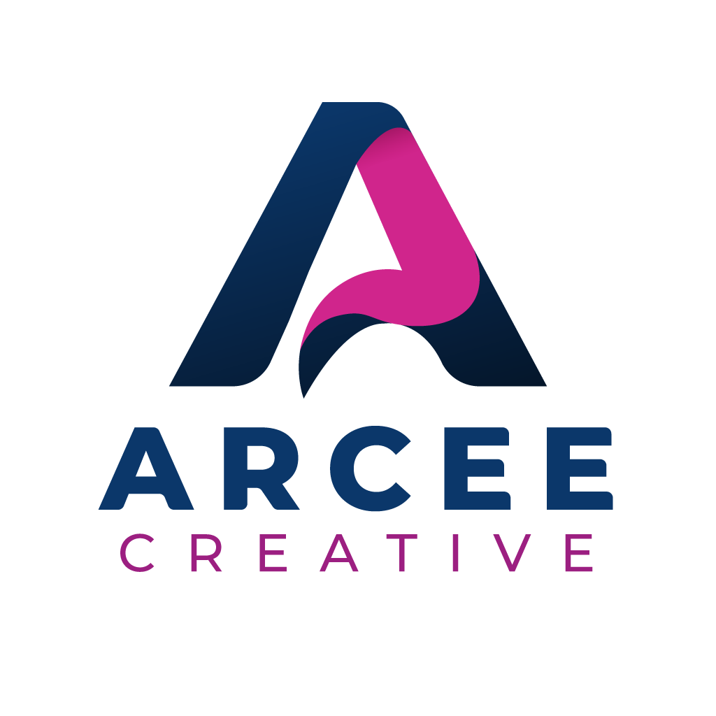 Arcee Creative logo featuring a stylized letter 'A' in blue and pink, representing a creative agency focused on design and branding services.